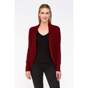 White + Warren Cashmere Red Trapeze Cardigan